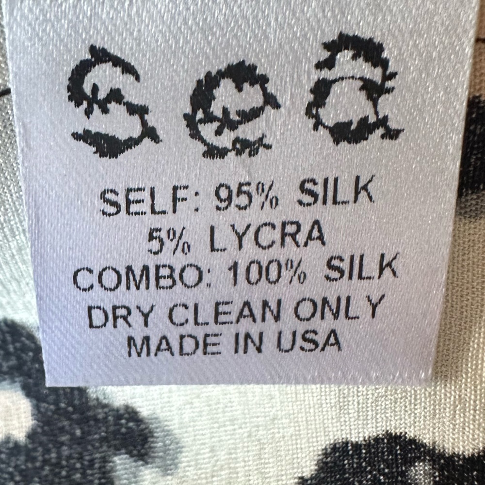 EUC. Size 6. Sea New York. Silk Cream, Black, and Tan Leopard-Print Midi Dress - Picture 16 of 16